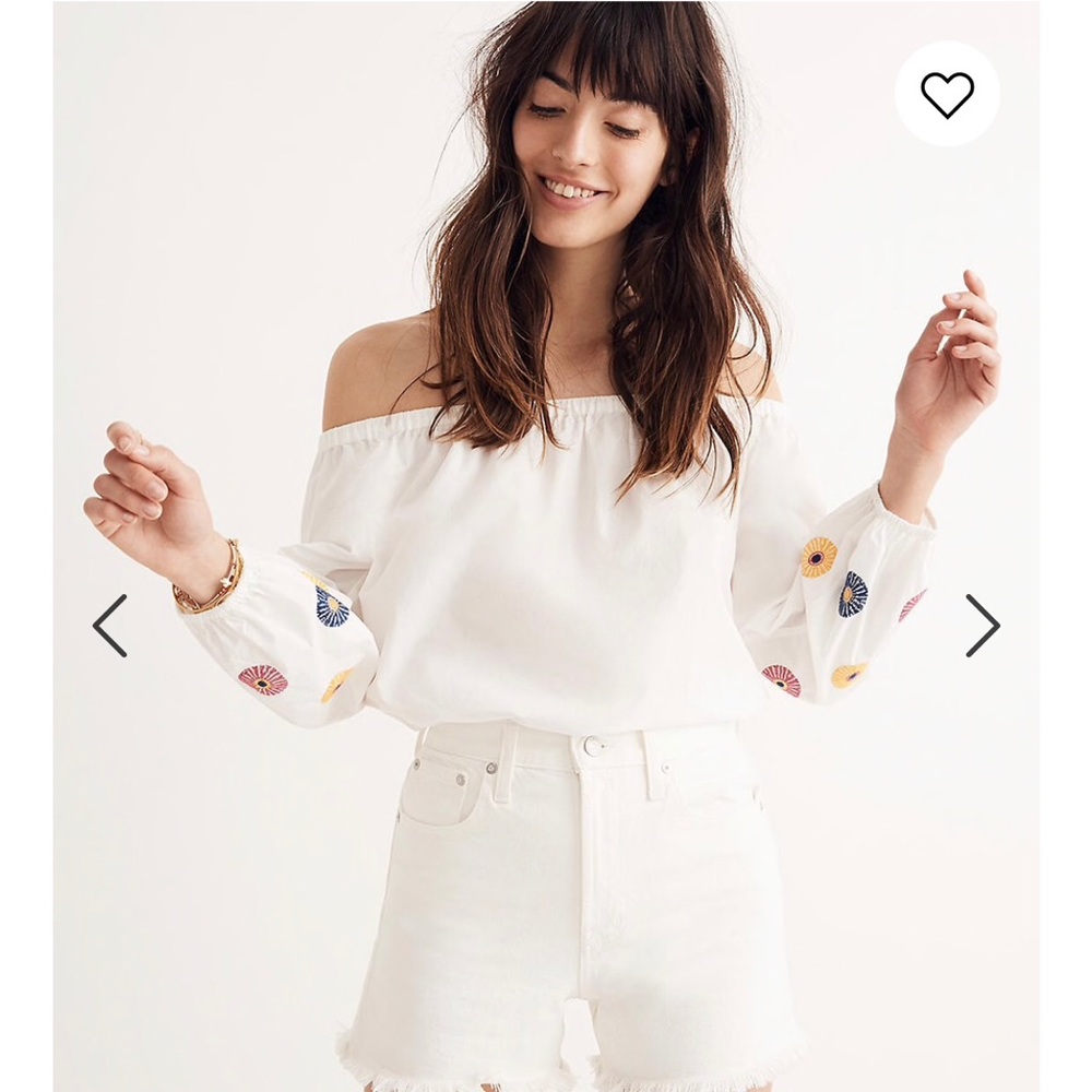 Madewell embroidered off the shoulder top